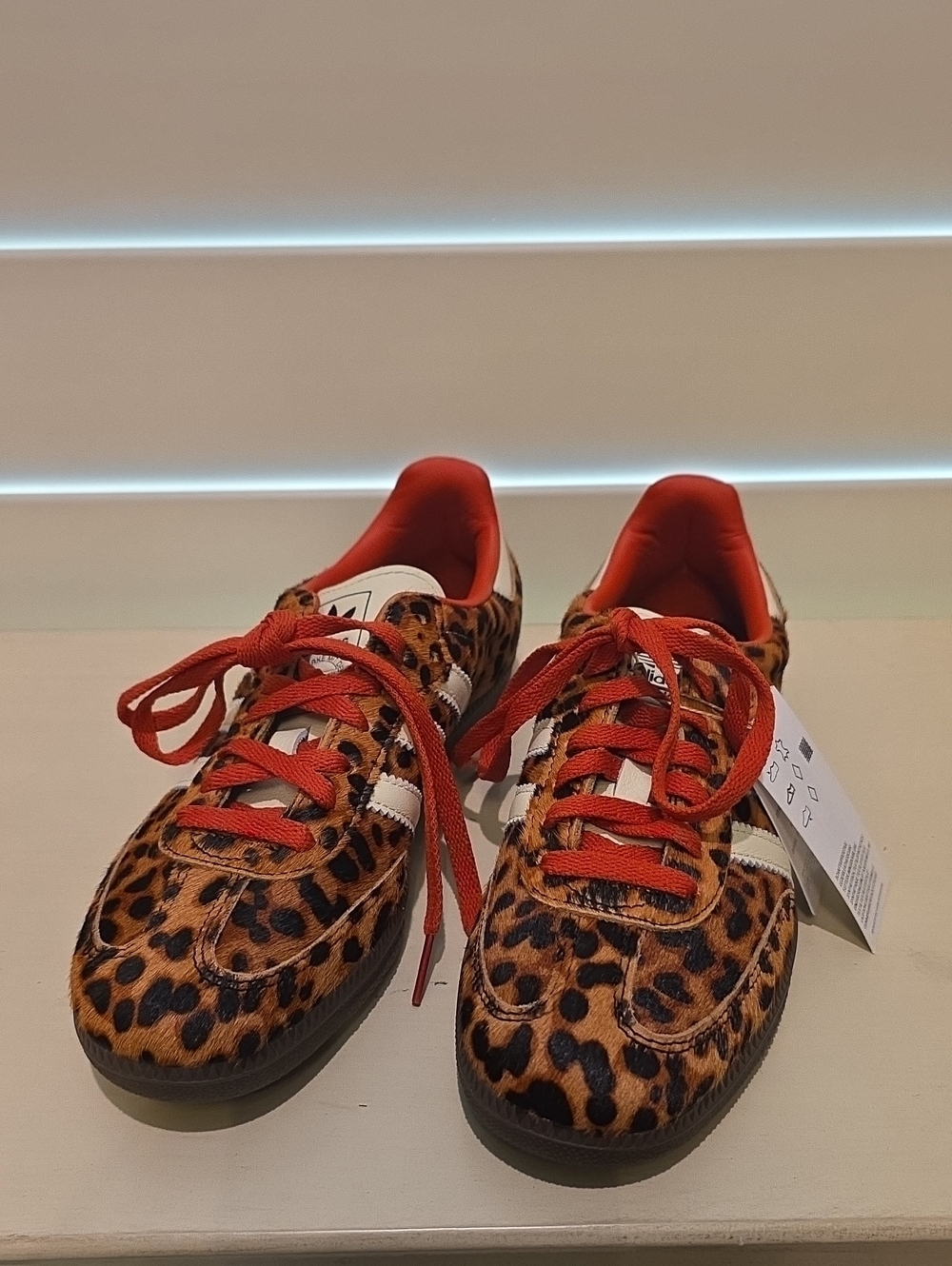 New Leopard Print Sneakers with Red Accents